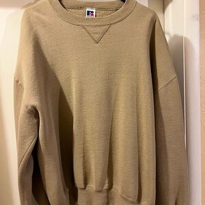 Vintage Russell Athletic Men's Beige Crewneck Sweater